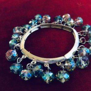 Blue-Green Crystal Stretch Bracelet (O/S)